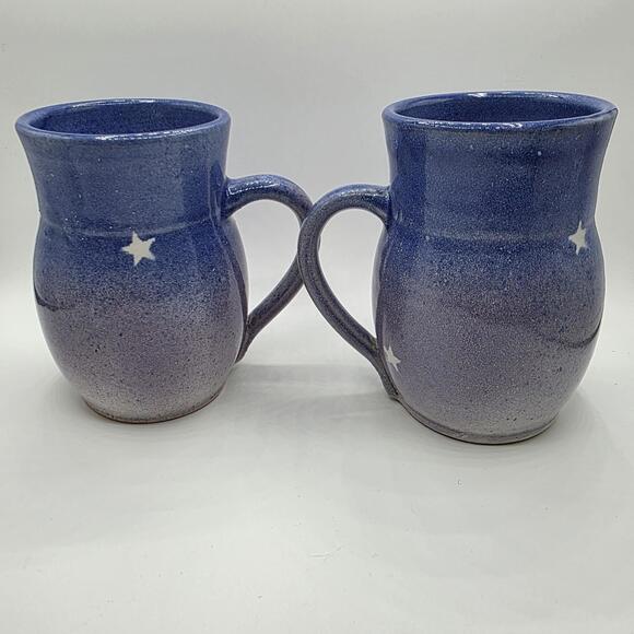 Celestial Whimsigoth Artisan Stoneware Pottery Mugs Set Of 2 Made in USA Gifts - Picture 6 of 7